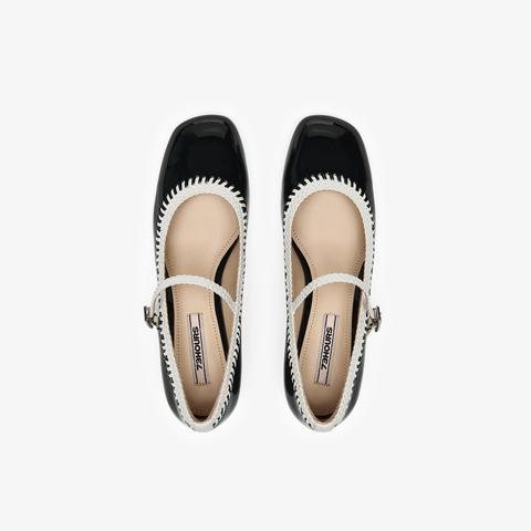 73hours女鞋轻甜派2025秋季新品方跟圆头纯色玛丽珍鞋