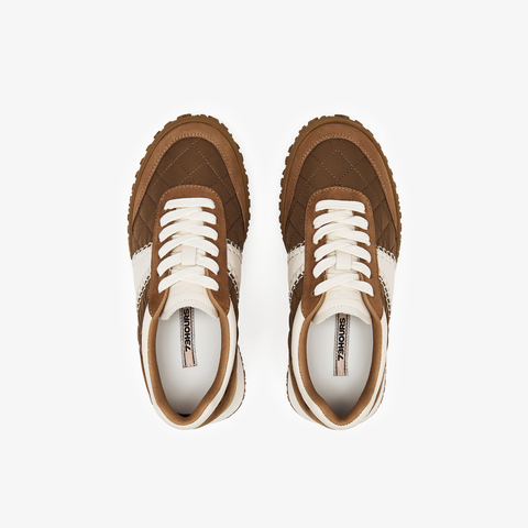 73hours女鞋奶油华夫2025秋季新品平底圆头拼色德训鞋