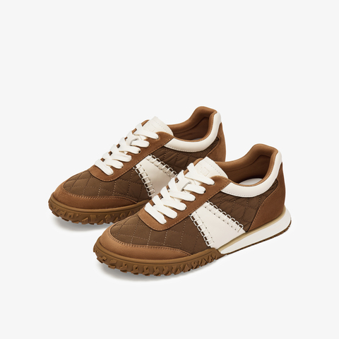 73hours女鞋奶油华夫2025秋季新品平底圆头拼色德训鞋