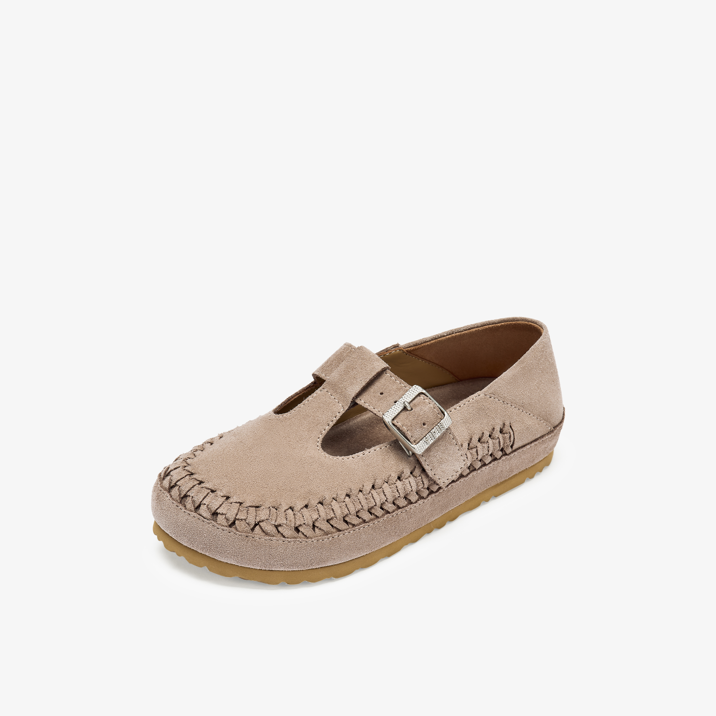 73hours女鞋开心果2025秋季新品平底纯色圆头魔术贴勃肯鞋