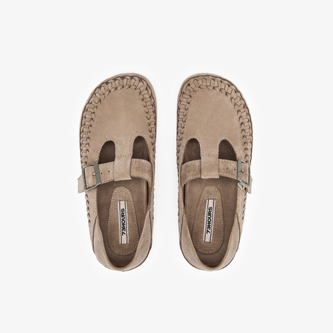 73hours女鞋开心果2025秋季新品平底纯色圆头魔术贴勃肯鞋