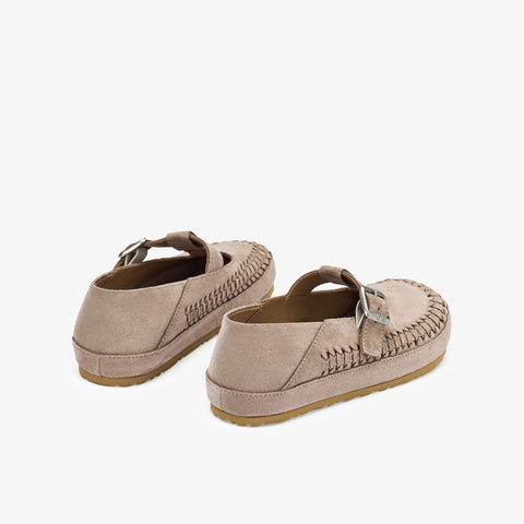 73hours女鞋开心果2025秋季新品平底纯色圆头魔术贴勃肯鞋