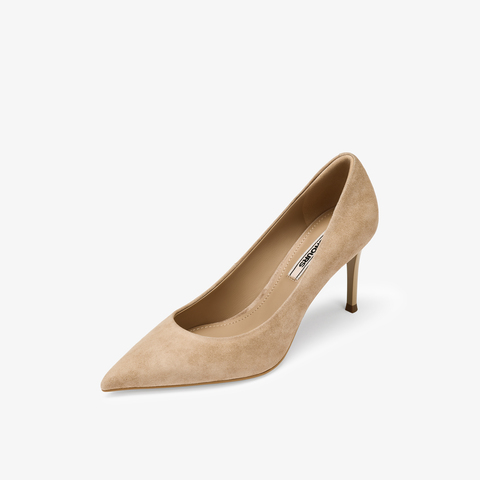 73hours女鞋舒展氛围2025秋季新品尖头细跟纯色高跟单鞋