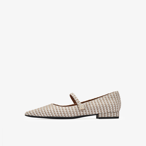 73hours女鞋Croissant2025秋季新品纯色尖头平底玛丽珍鞋