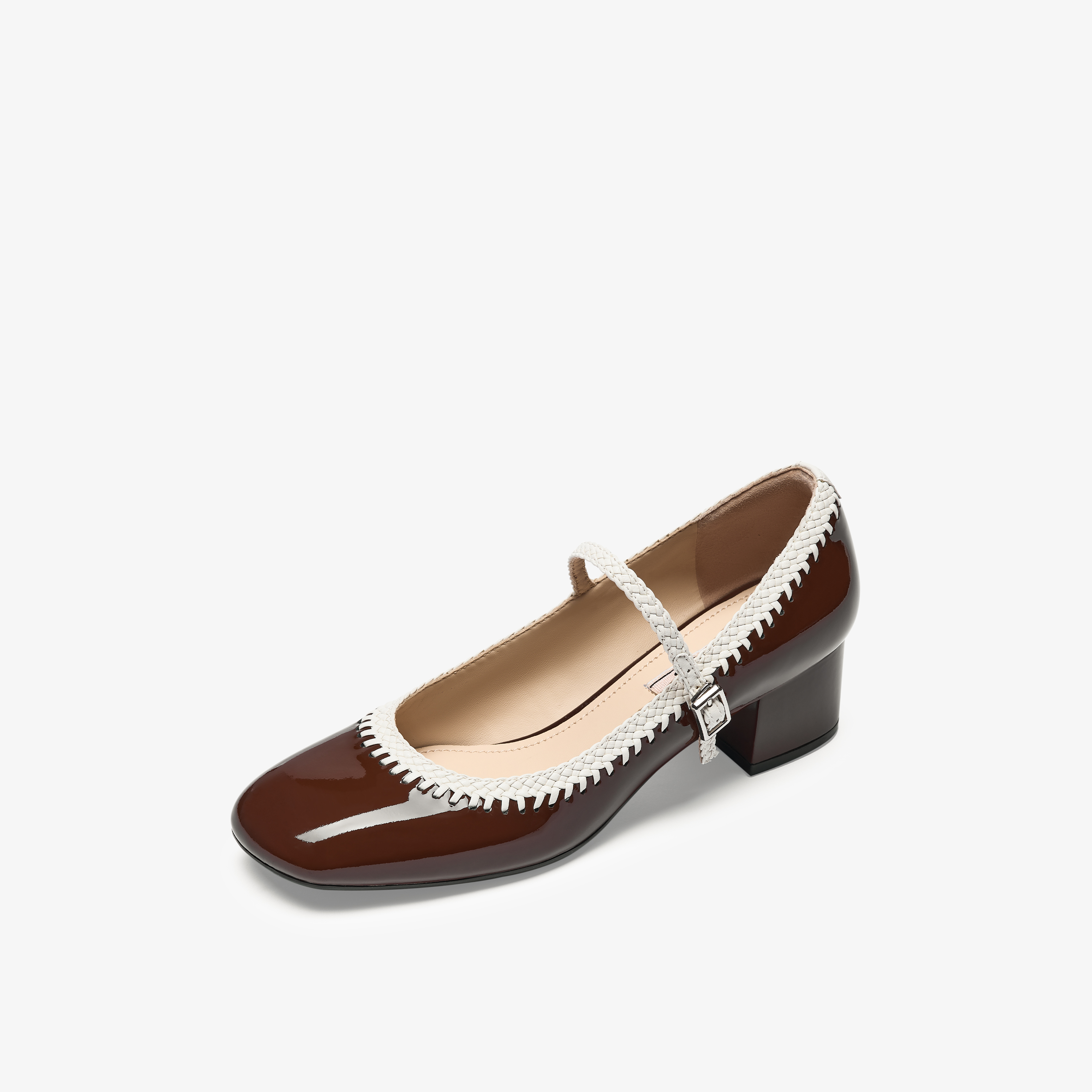 73hours女鞋轻甜派2025秋季新品方跟圆头纯色玛丽珍鞋