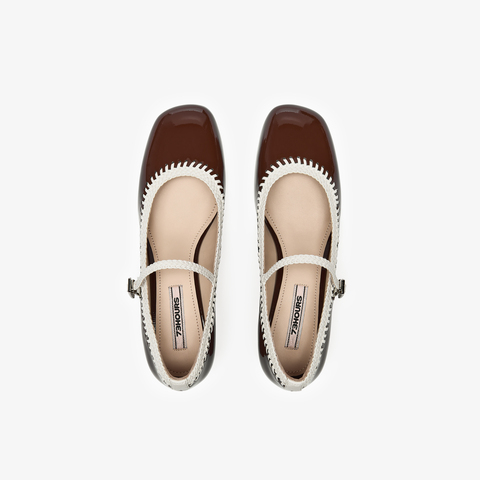 73hours女鞋轻甜派2025秋季新品方跟圆头纯色玛丽珍鞋