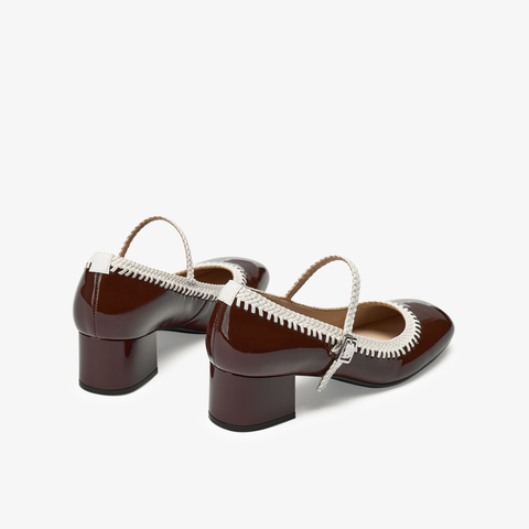 73hours女鞋轻甜派2025秋季新品方跟圆头纯色玛丽珍鞋