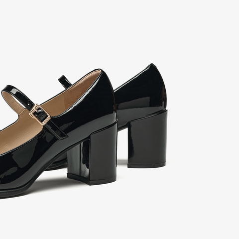 73hours女鞋塞纳河畔2025秋季新品圆头方跟纯色玛丽珍鞋