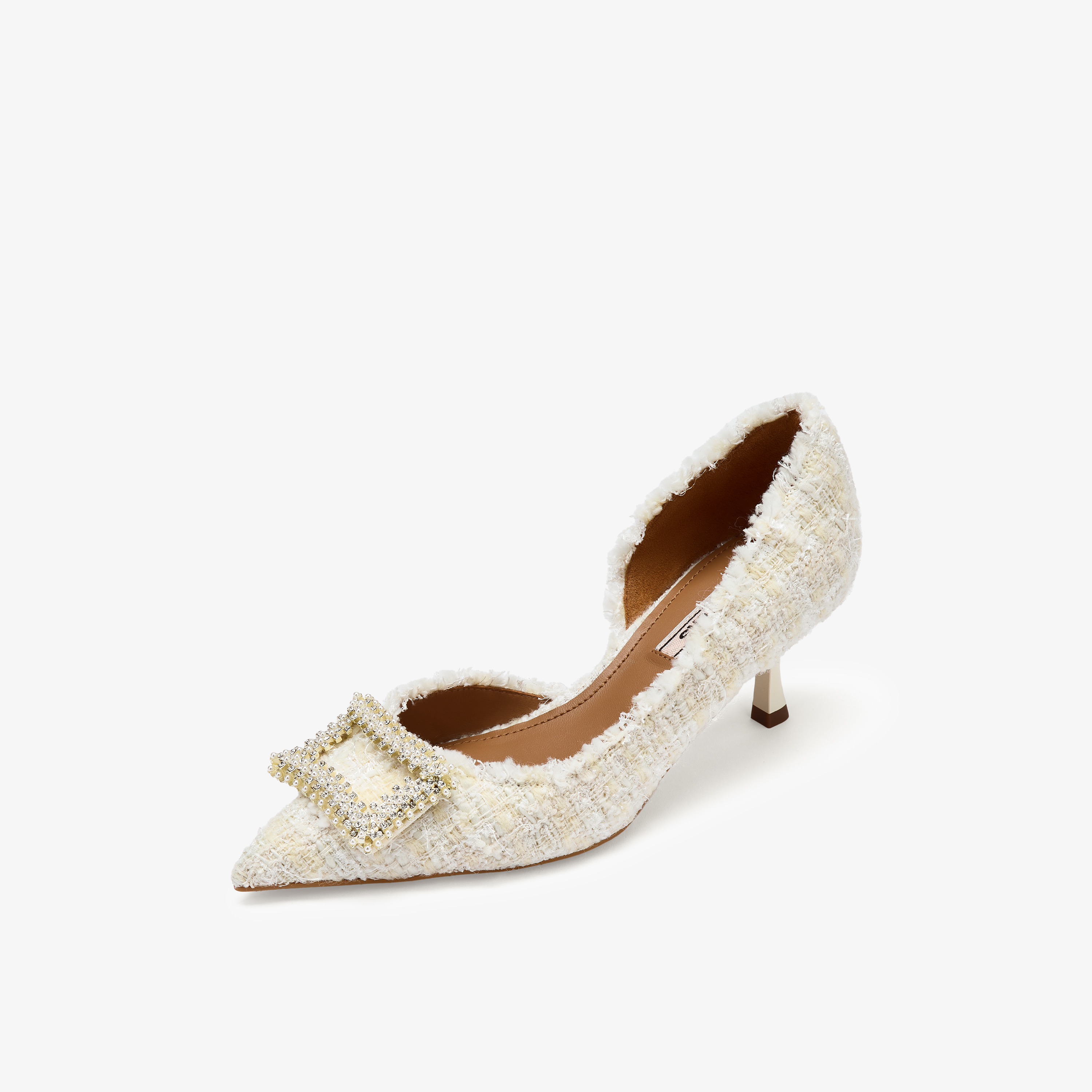 73hours女鞋尽兴优雅2025秋季新品细跟尖头纯色饰扣浅口单鞋