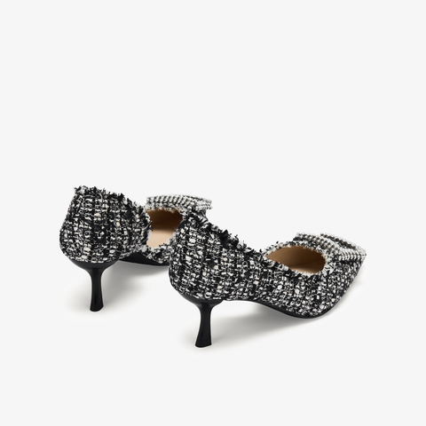 73hours女鞋尽兴优雅2025秋季新品细跟尖头纯色饰扣浅口单鞋