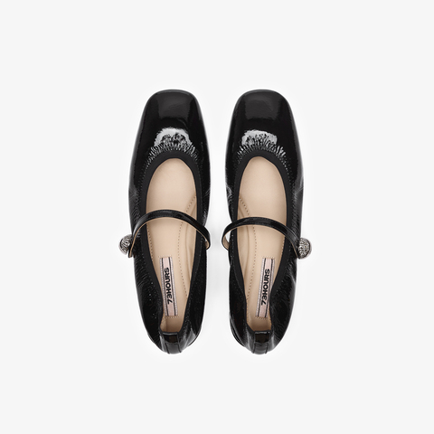 73hours女鞋可露丽2025秋季新品方跟纯色方头玛丽珍鞋