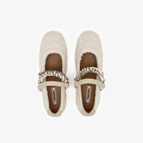 73hours女鞋蒙布朗2025秋季新品平底纯色圆头玛丽珍鞋