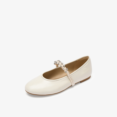 73hours女鞋转角巴黎2025秋季新品编织镂空鞋面平底纯色玛丽珍鞋