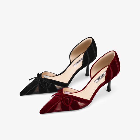 73hours女鞋浪漫独白高跟2025秋季新品细跟尖头纯色高跟单鞋