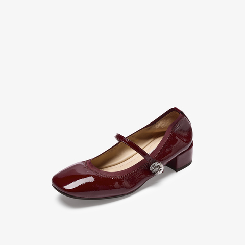 73hours女鞋可露丽2025秋季新品方跟纯色方头玛丽珍鞋