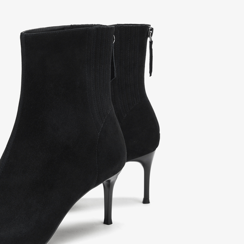 73hours女鞋OOTW2025冬季新品尖头细跟纯色时装靴