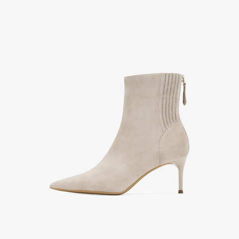 73hours女鞋OOTW2025冬季新品尖头细跟纯色时装靴