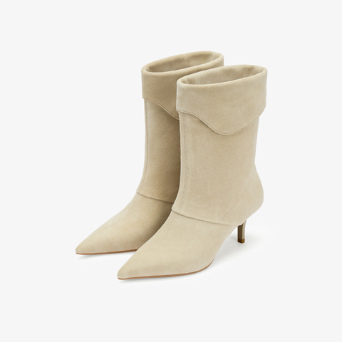 73hours女鞋露台微风2025冬季新品串色尖头细跟时装靴