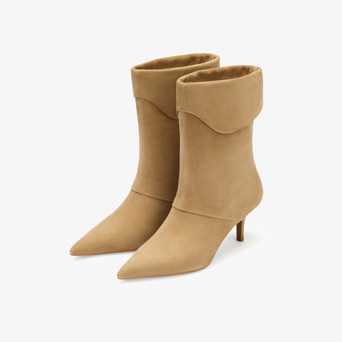 73hours女鞋露台微风2025冬季新品串色尖头细跟时装靴