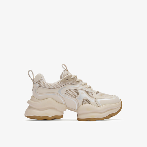 73hours女鞋椰椰奶冻拼色厚底圆头系带老爹鞋