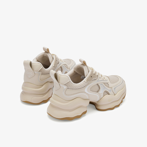 73hours女鞋椰椰奶冻拼色厚底圆头系带老爹鞋