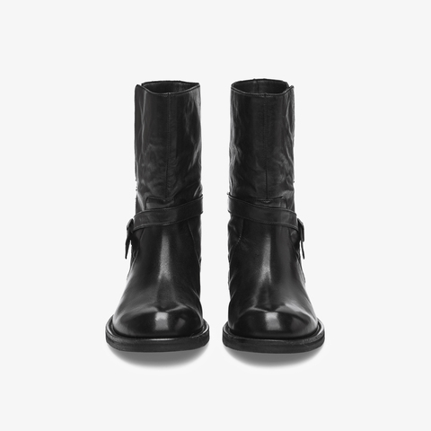 73hours女鞋公路旅行2025冬季新品平底纯色圆头西部靴