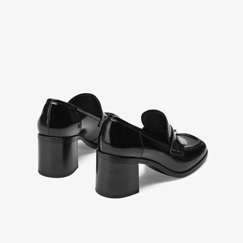 73hours女鞋多面都市2025秋季新品方跟纯色方头乐福鞋