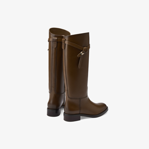 73hours女鞋浸透日光2025冬季新品长筒纯色圆头饰扣骑士靴