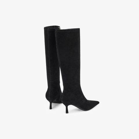 73hours女鞋柔软张力2025冬季新品细跟尖头长筒时装靴