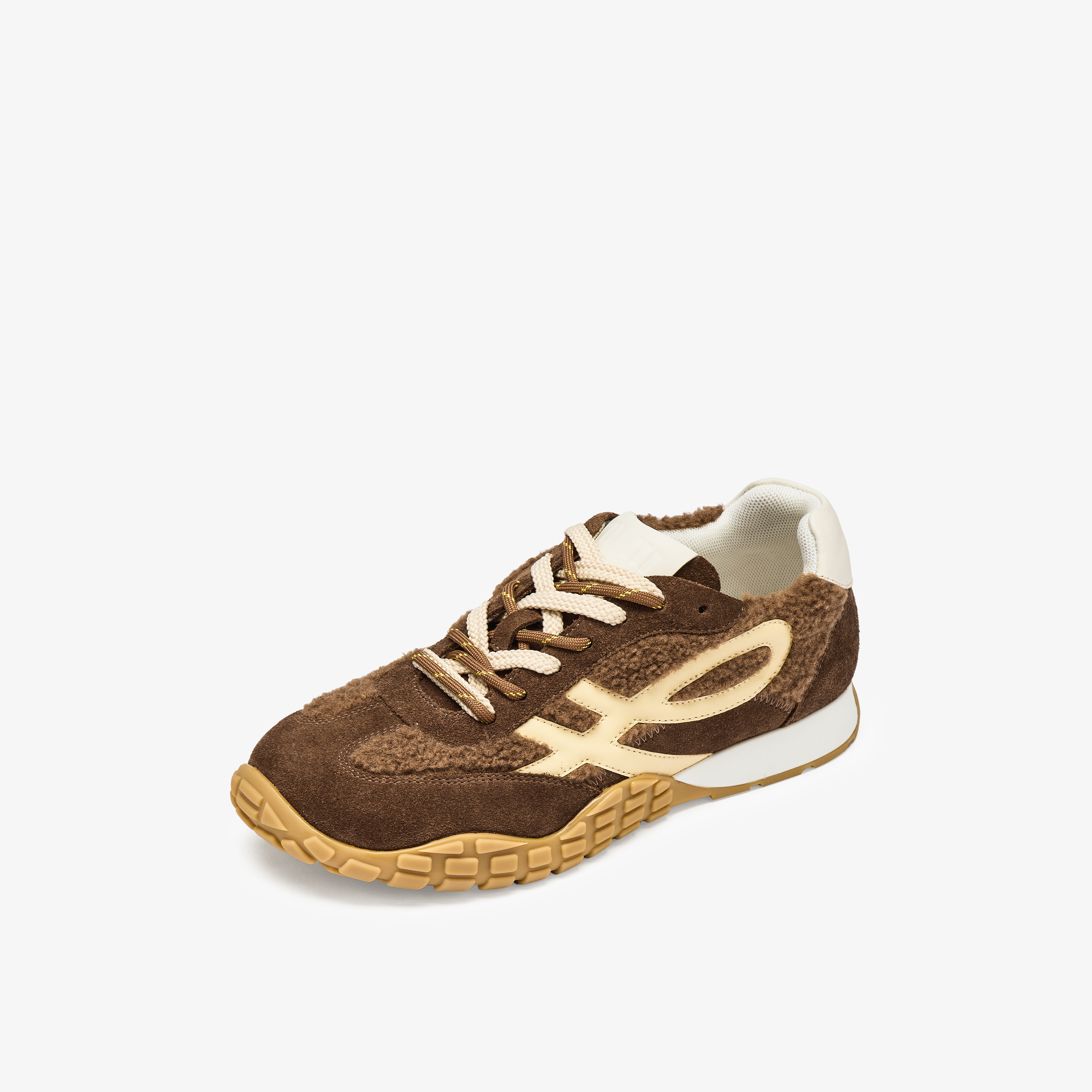 73hours女鞋杏仁烤奶2025秋季新品平底系带拼色德训鞋