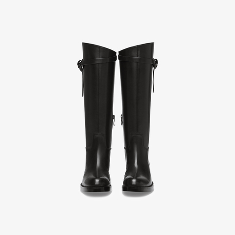 73hours女鞋浸透日光2025冬季新品长筒纯色圆头饰扣骑士靴