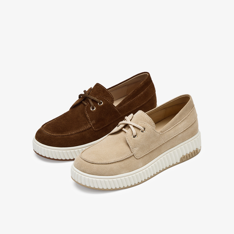 73hours女鞋大地色彩2025秋季新品平底系带纯色