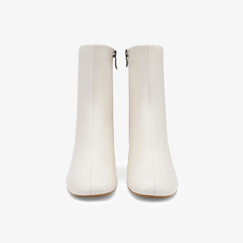 73hours女鞋回归极简2025冬季新品圆头方跟纯色时装靴