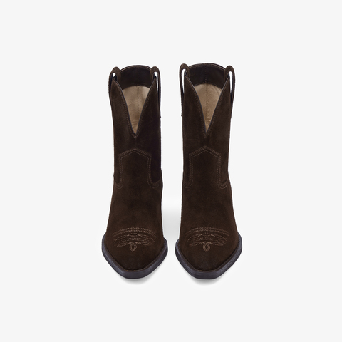 73hours女鞋旷野玫瑰2025冬季新品纯色方跟圆头西部靴