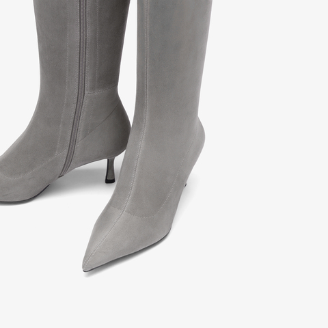 73hours女鞋柔软张力2025冬季新品细跟尖头长筒时装靴