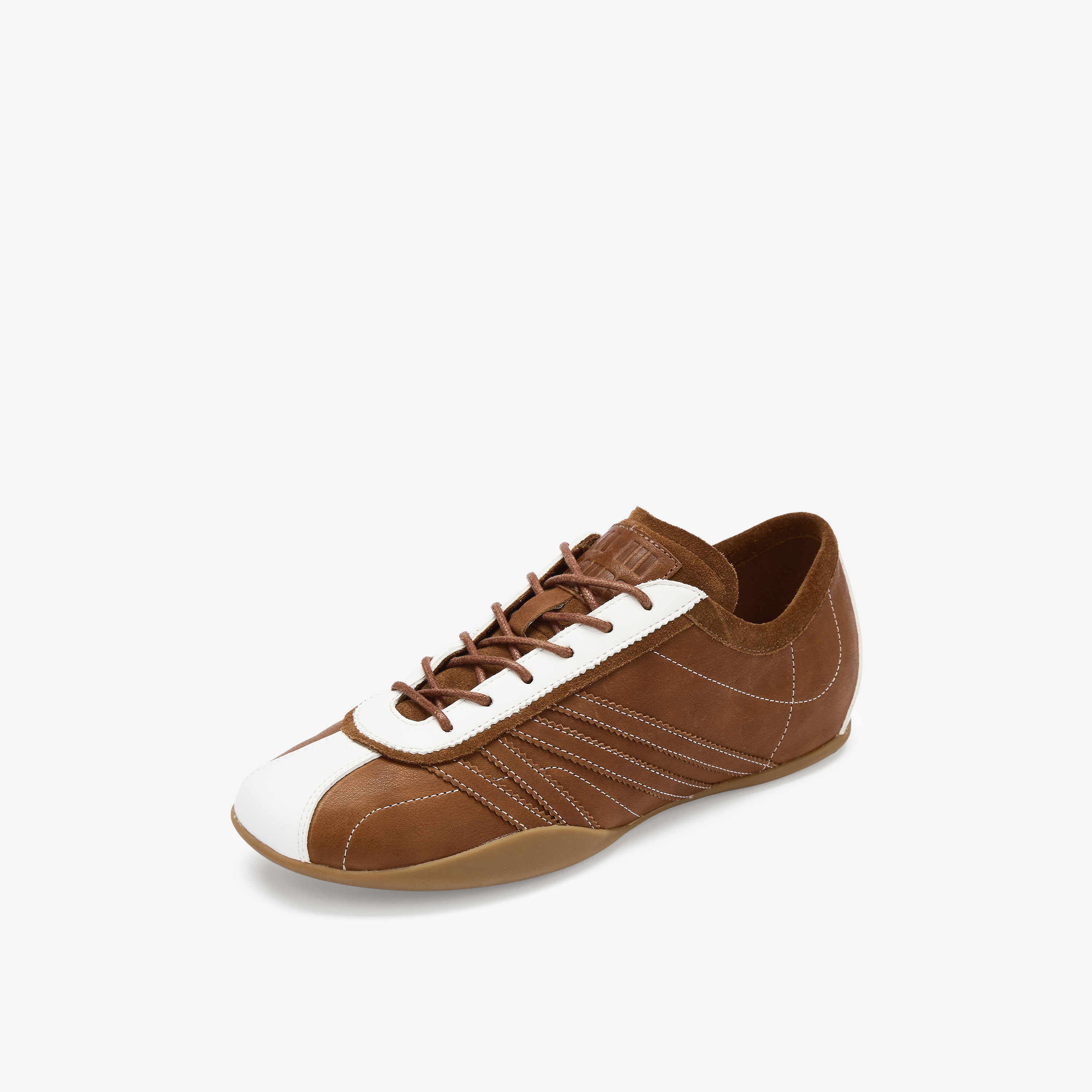 73hours女鞋Sun Kiss2025秋季新品圆头系带拼色德训鞋