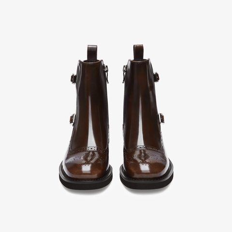 73hours女鞋邦德街2025冬季新品圆头饰扣纯色切尔西靴