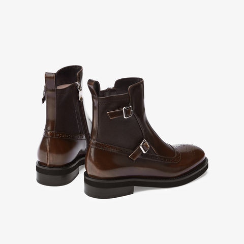 73hours女鞋邦德街2025冬季新品圆头饰扣纯色切尔西靴