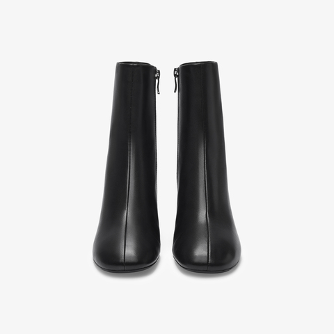 73hours女鞋回归极简2025冬季新品圆头方跟纯色时装靴