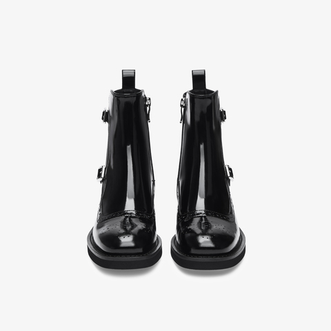 73hours女鞋邦德街2025冬季新品圆头饰扣纯色切尔西靴