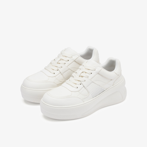 73hours女鞋长腿滤镜2025秋季新品纯色系带圆头休闲鞋