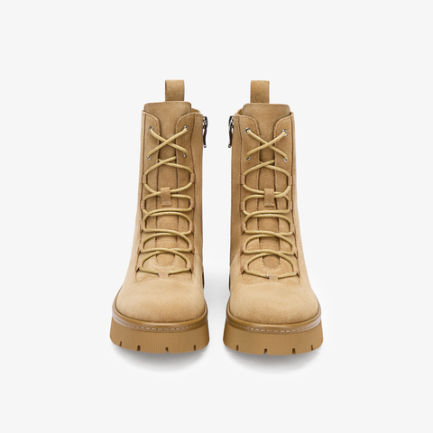 73hours女鞋旅行转场2025冬季圆头系带厚底马丁靴