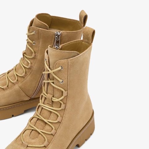 73hours女鞋旅行转场2025冬季圆头系带厚底马丁靴