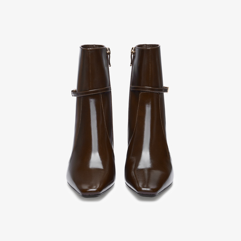 73hours女鞋比亚里茨2025冬季新品粗跟纯色饰扣时装靴