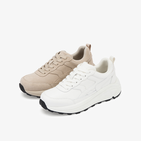 73hours女鞋舒适定义2025秋季新品纯色系带厚底休闲鞋