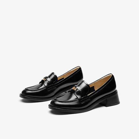 73hours女鞋风笛乐章英伦小皮鞋粗跟乐福鞋女单鞋