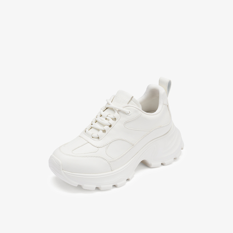 73hours女鞋松软蹦床2025秋季新品纯色圆头系带休闲鞋