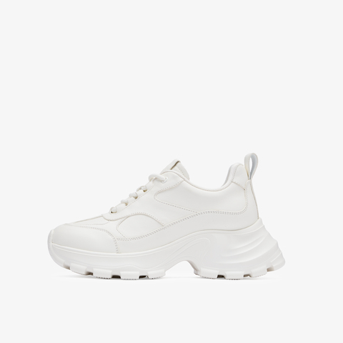 73hours女鞋松软蹦床2025秋季新品纯色圆头系带休闲鞋