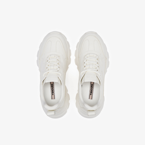 73hours女鞋松软蹦床2025秋季新品纯色圆头系带休闲鞋