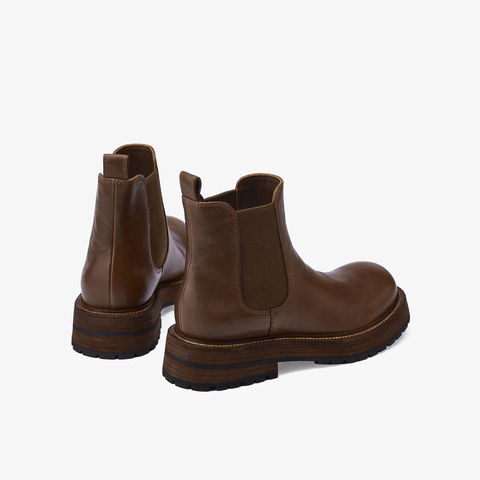 73hours女鞋加州日常2025冬季新品圆头纯色方跟切尔西靴